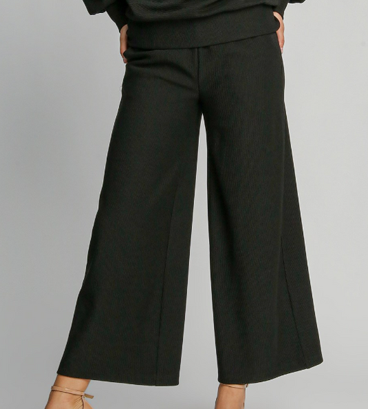 Ribbed Elastic Waist Pant