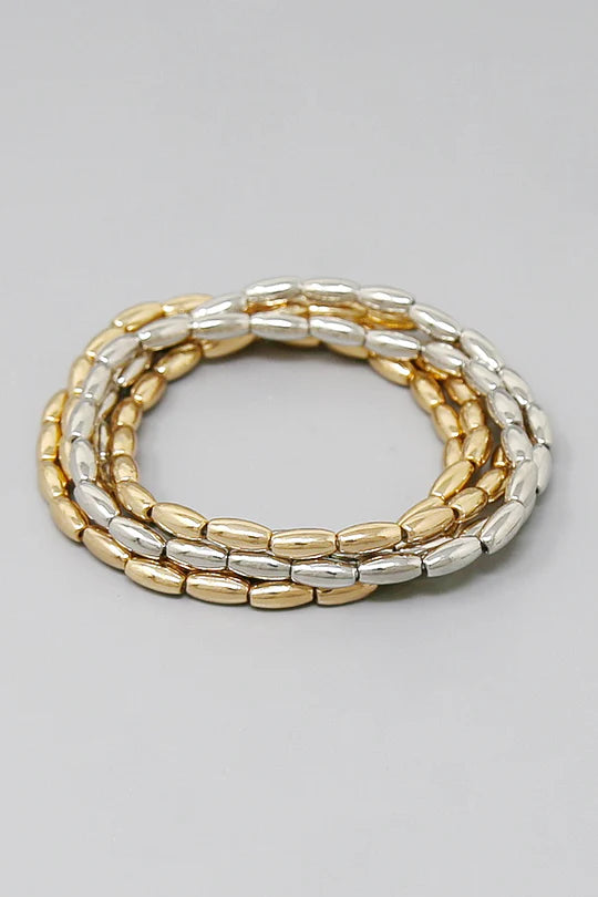 Metal Tube Bead Bracelet Set