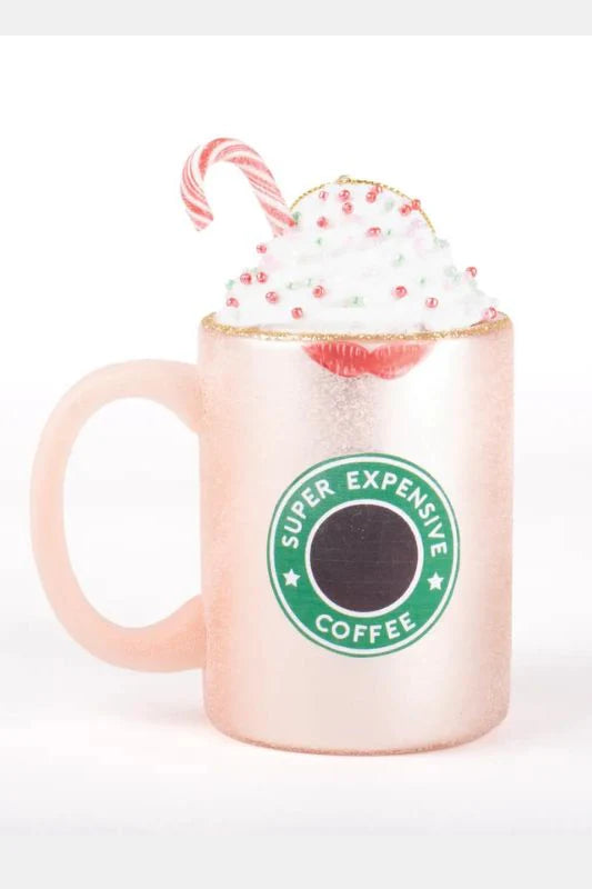 Peppermint Coffee Glass Ornament