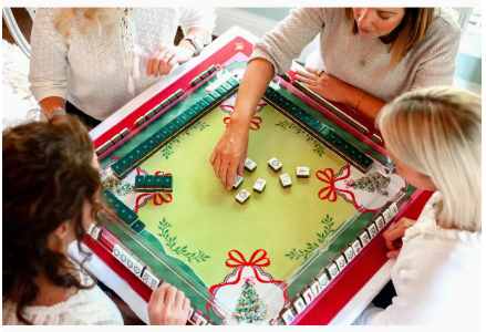 Watercolor Christmas Tree Mahjong Mat