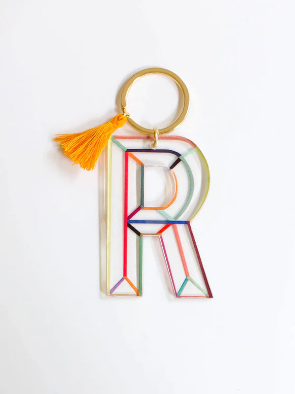 Colorful Stripe Initial Keychain