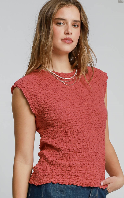 Solid Textured Sleeveless Top