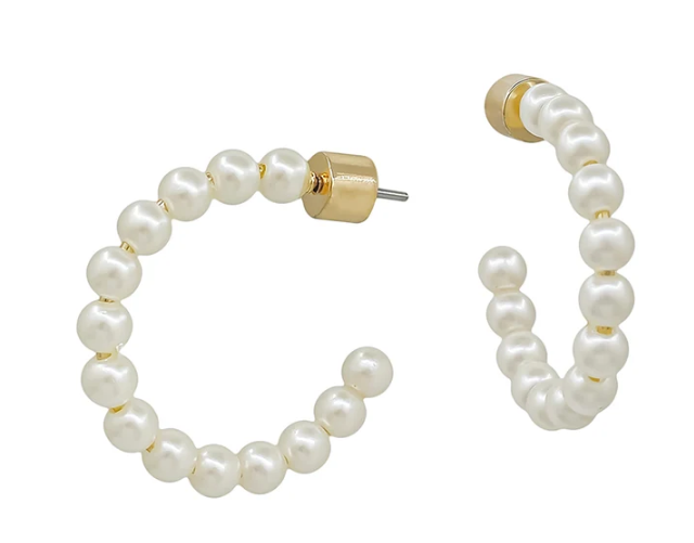 Slim Pearl Hoop Earring