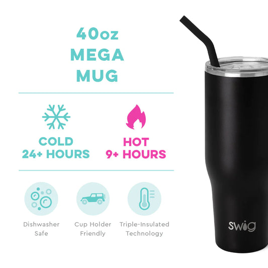 Black Mega Mug By Swig
