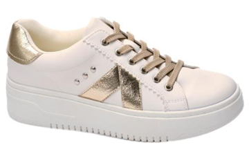 Metallic Lace Platform Sneaker-Gold