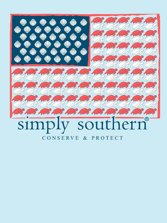 Simply Southern Beach Flag Youth T-Shirt - Ice Blue