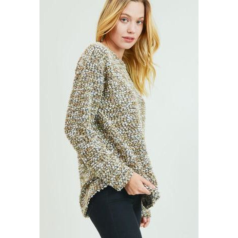 Long Sleeve Nubby Knit Pullover