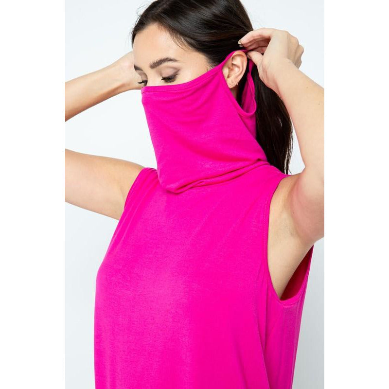 Solid Sleeveless Cowl Neck/Mask Top