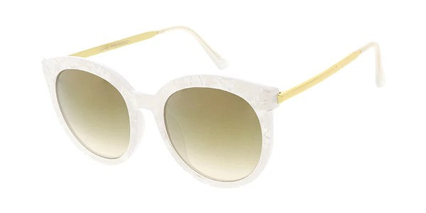 Large Round Pearlized Frame Sunglasses