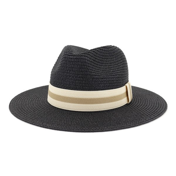 Straw Striped Banded Panama Hat