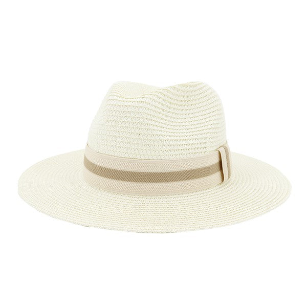 Straw Striped Banded Panama Hat