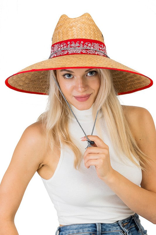 Paisley Banded Lifeguard Straw Hat