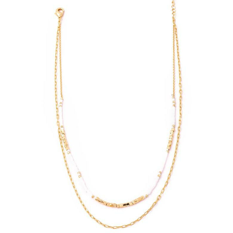 Mini Beaded Layered Chain Necklace