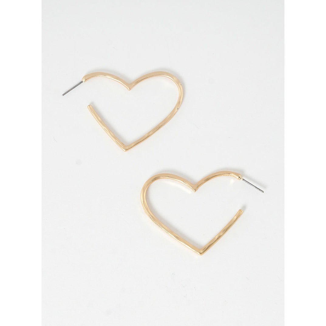 Hammered Metal Heart Hoop Earring