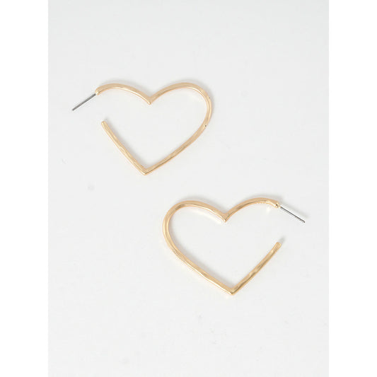 Hammered Metal Heart Hoop Earring