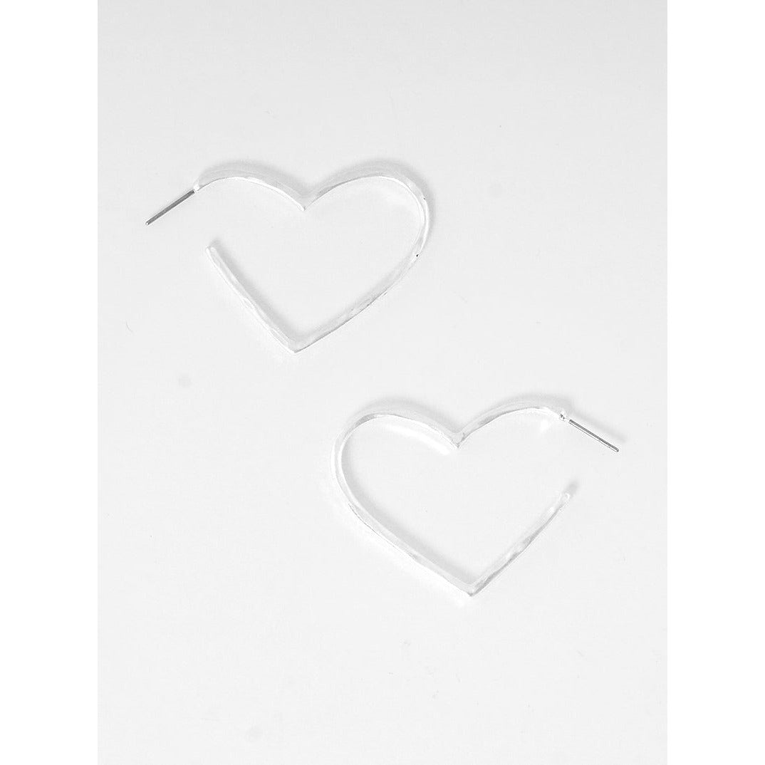 Hammered Metal Heart Hoop Earring