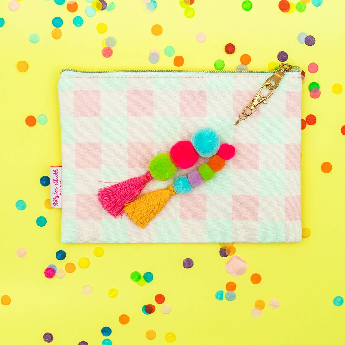 Personalized Gingham Pouch with tassel