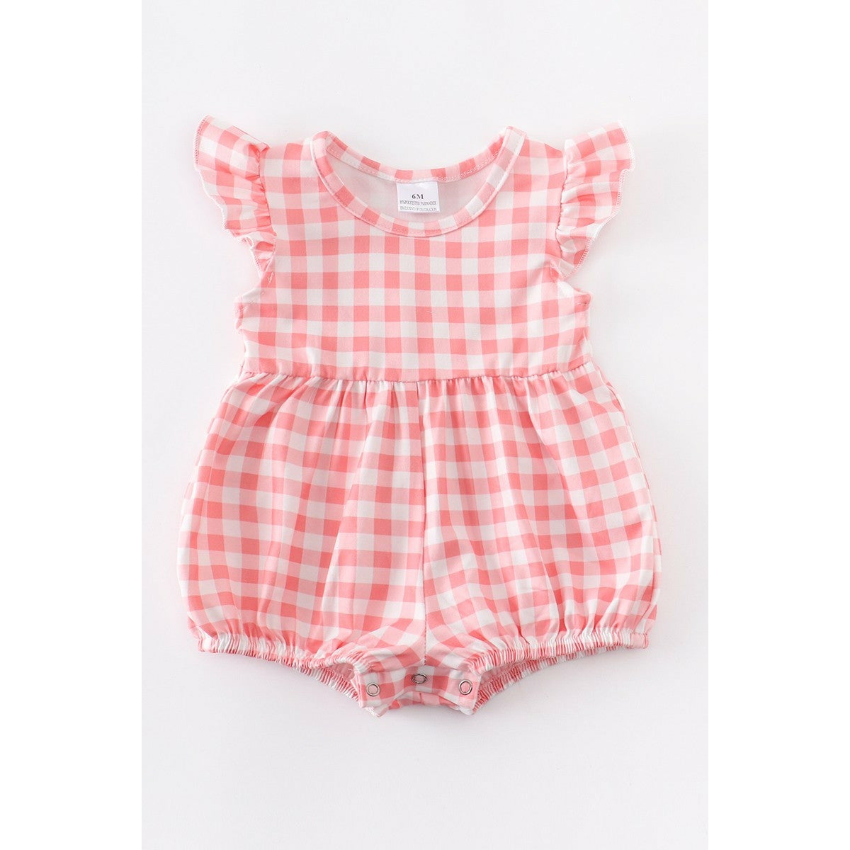 Pink Plaid Ruffle Romper with Personalization