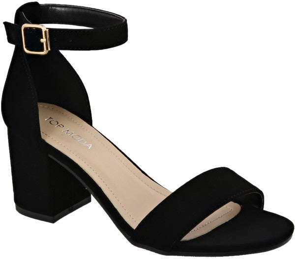 Black Ankle Strap Heeled Shoe