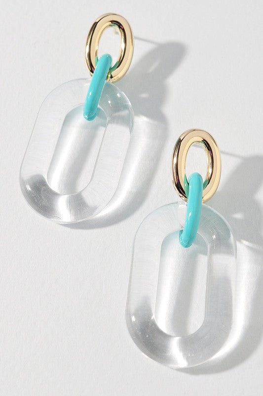 Clear & Colorful Chain Link Earring