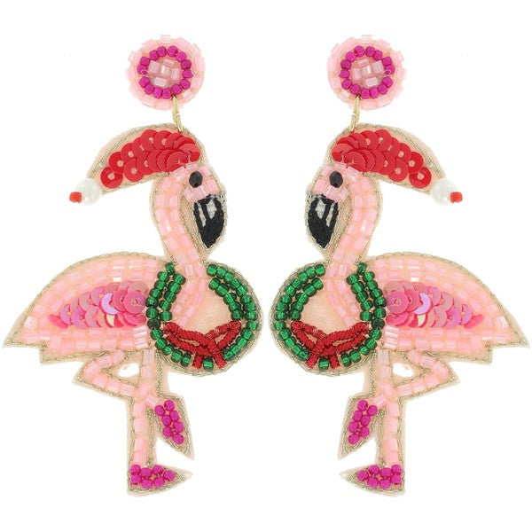 Flamingo Wreath Beaded Earring