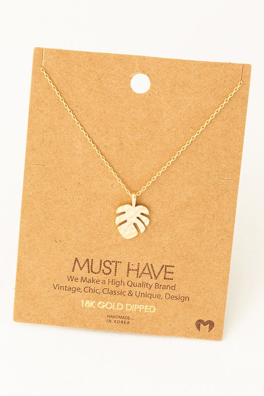 Hammered Monstera Leaf Must Have Necklace