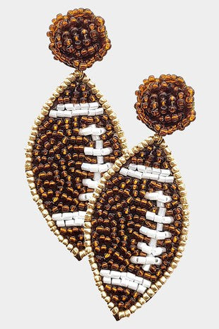 Football Beaded Dangle Earrings