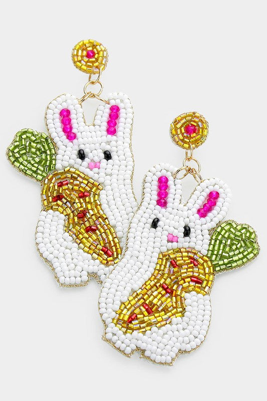 Bunny w/Carrot Beaded Earring