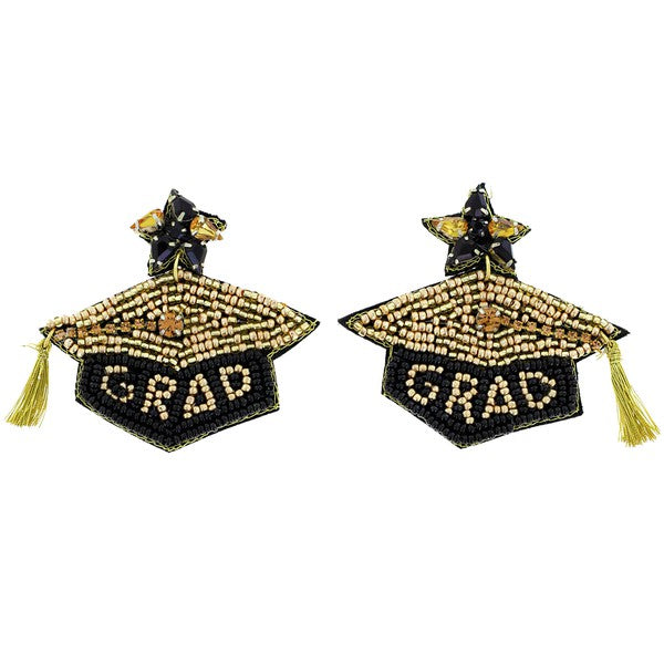 Grad Hat Beaded Earring