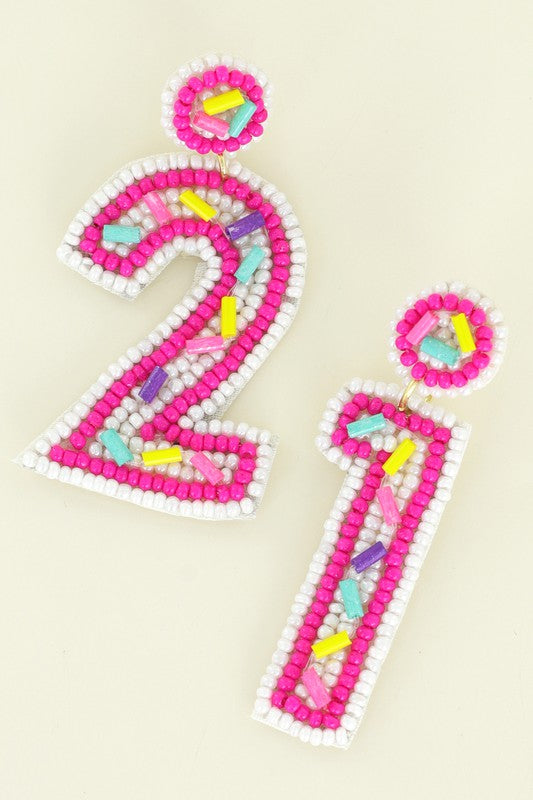 Sprinkles Beaded Birthday Age Earring