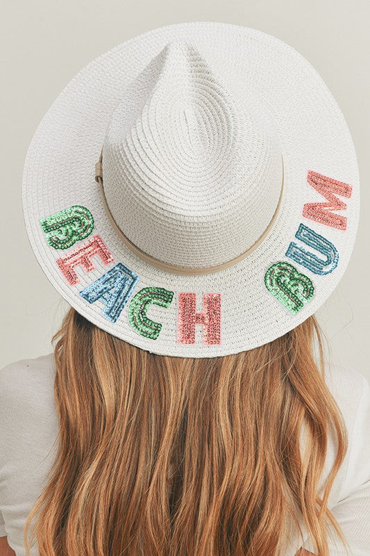 Sequin Letter Straw Panama Hat