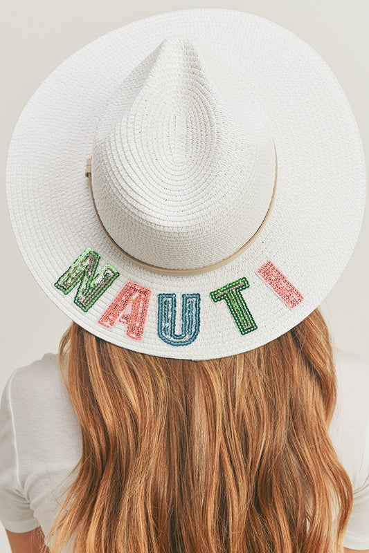 Sequin Letter Straw Panama Hat