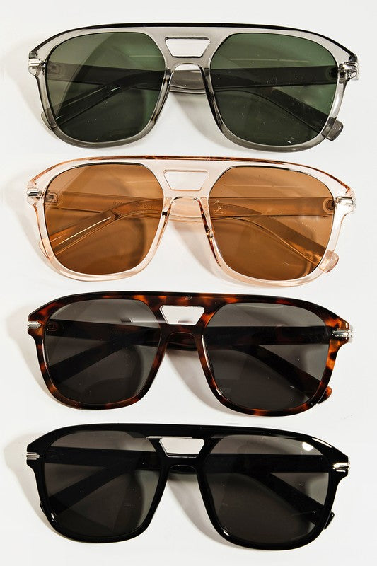 Acetate Frame Block Sunglasses
