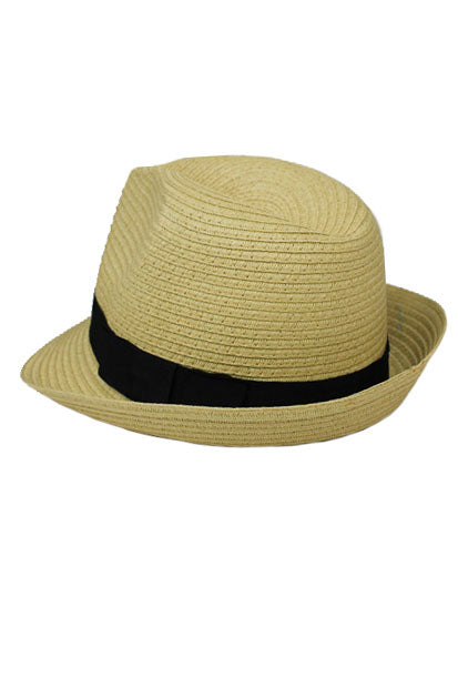 Classic Banded Straw Fedora Hat