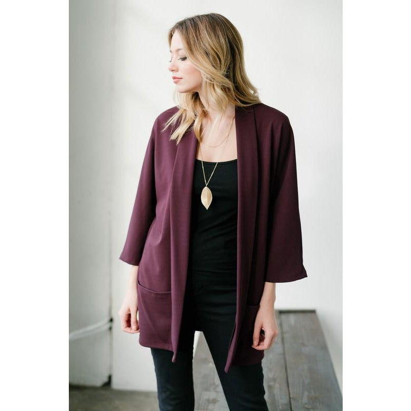 Solid Open-front Cardigan With Pockets