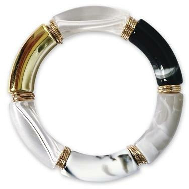 Acrylic & Gold Tube Bead Stretch Bracelet