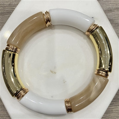 Acrylic & Gold Tube Bead Stretch Bracelet