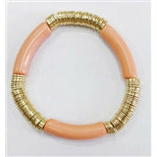 Acrylic Tube & Gold Disk Bead Bracelet