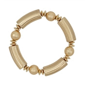 Coated Ball & Gold Bar Stretch Bracelet