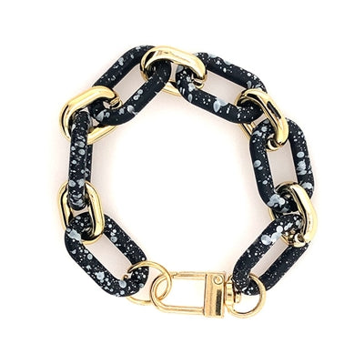 Color Coated Fleck & Gold Link Bracelet