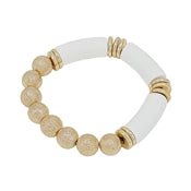 Wood Bar & Textured Gold Bead Bracelet