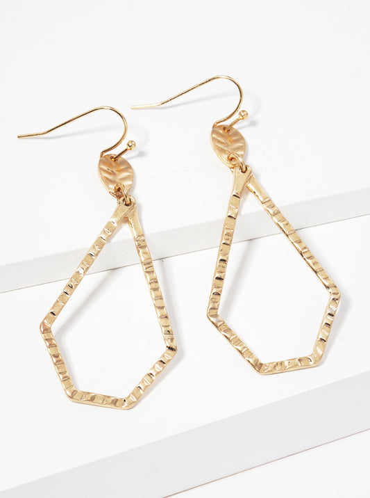Textured Oval Pentagon Drop Earrings