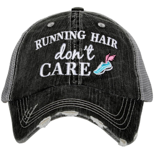 Running Hair Don't Care Trucker Hat by Katydid