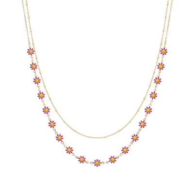 Flower Chain Layered Necklace