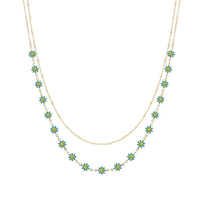 Flower Chain Layered Necklace