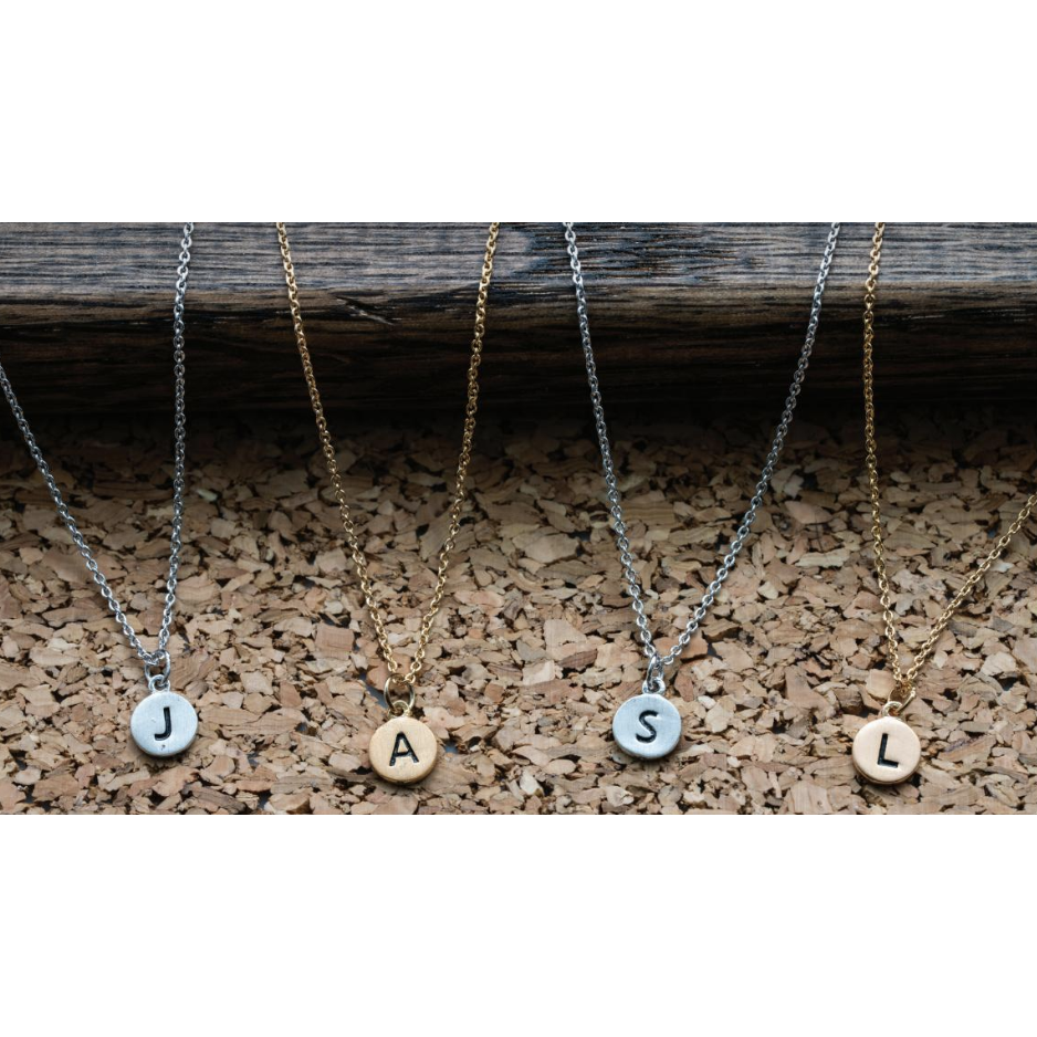 Dainty Disk Initial Necklace-Silver