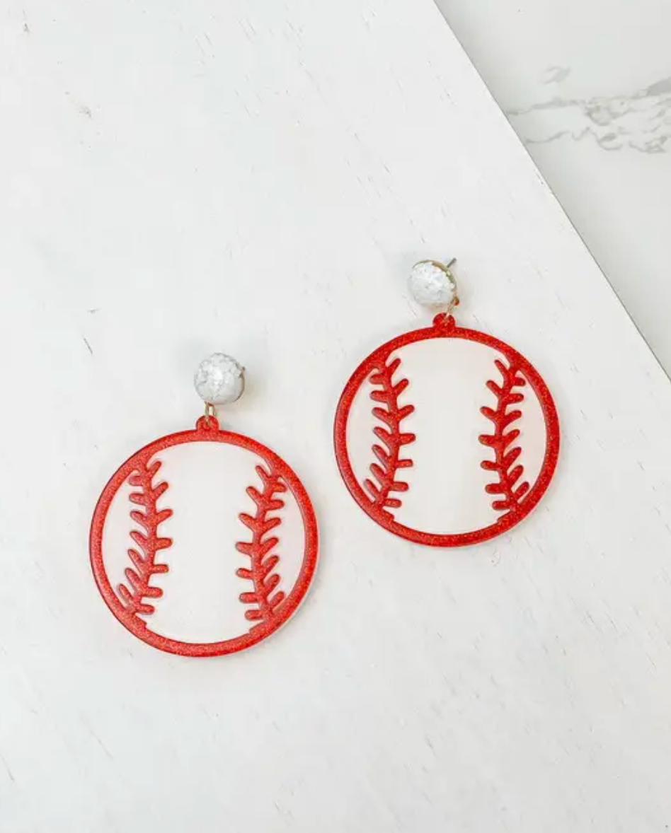 Confetti Post Baseball Earrings