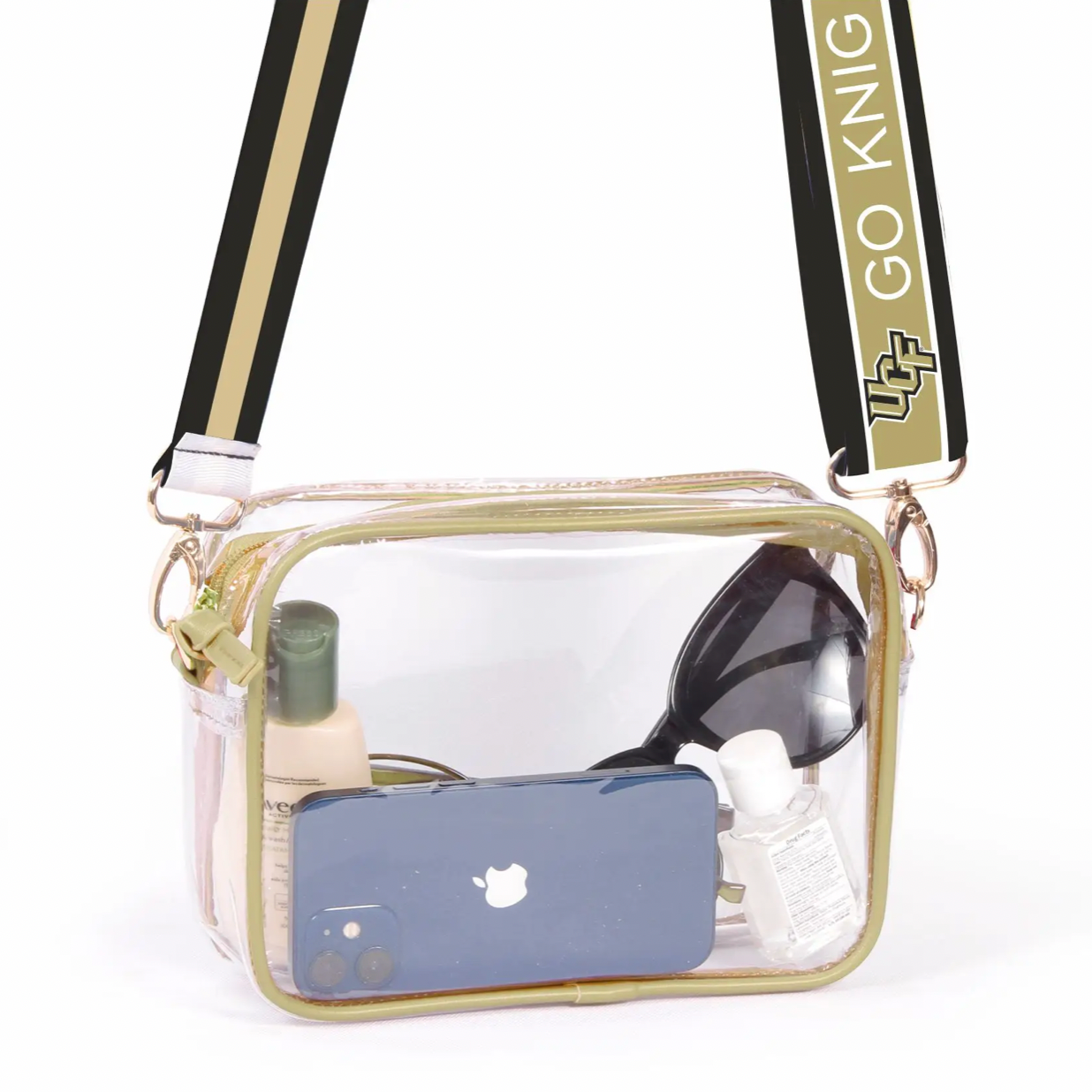 Bridget Clear Purse with Patterned Strap