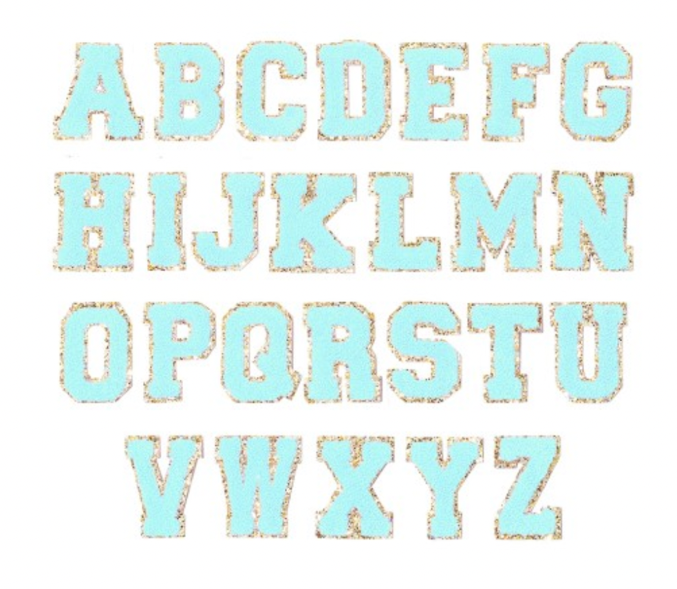 Mint Gold Chenille Letter Patches