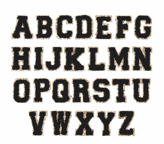 Black Gold Chenille Letter Patches
